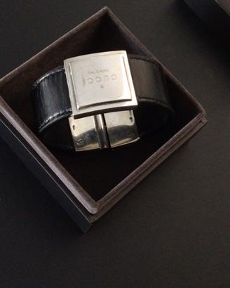 Bracciale gucci argento e pelle