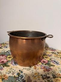 Antica pentola in rame a due manici-vintage
