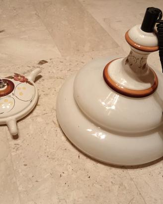 Lampadario vintage ceramica e vetro