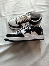 🚀Scarpe Uomo BAPESTA nere e bianche lucide