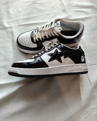 🚀Scarpe Uomo BAPESTA nere e bianche lucide