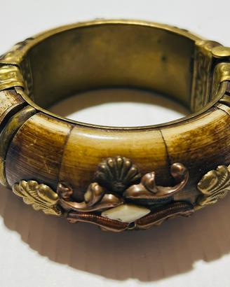 🌿 Bracciale Rigido Decorativo – Metallo Lavorato