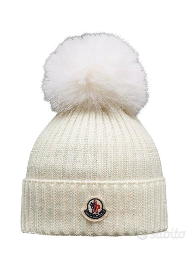 Moncler cuffia berretta in lana bianca pon pon - Abbigliamento e Accessori  In vendita a Ravenna