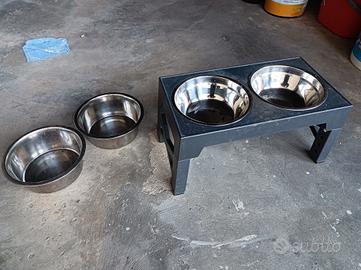 Ciotole per cane + supporto rialzato
