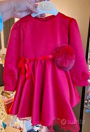 bufi vestito bambina rosso raso e tulle