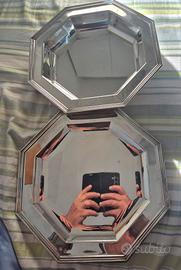 Coppia Vassoi Ottagonali Vintage Silver Plated 