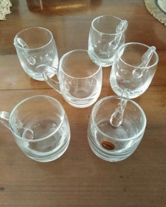 6 bicchieri da punch /tisana in cristallo
