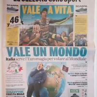 Gazzetta dello sport con addio alle corse di Rossi