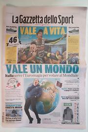 Gazzetta dello sport con addio alle corse di Rossi