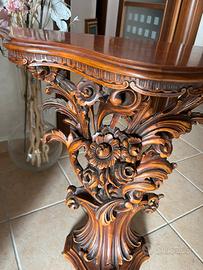 Console +specchiera antiche intaglio da radice