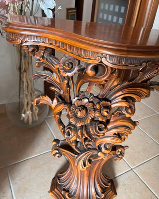 Console +specchiera antiche intaglio da radice