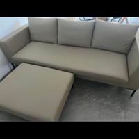 Divano 3/4 posti in ecopelle + pouf