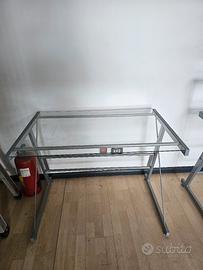 Scrivania Porta PC in Vetro e Metallo 94×60 cm