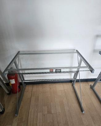 Scrivania Porta PC in Vetro e Metallo 94×60 cm