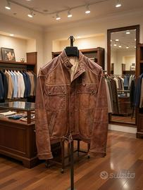 Giubbotto in Vera Pelle Marrone Taglia 50 Original