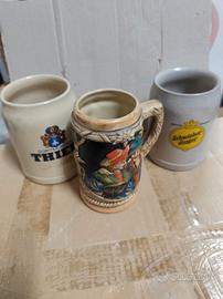 Lotto di 3 Boccali birra in ceramica 
