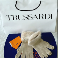 Guanti in lana con bordo in pelliccia ecologica