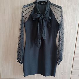 Vestitino nero tubino corto a pois S