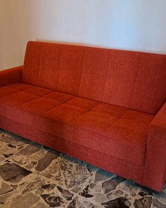 Divano letto 3 posti rosso melangè