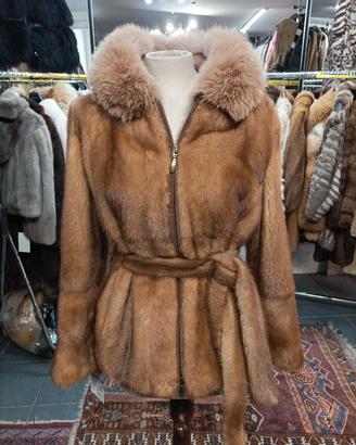 Giacca in Visone Decolorato PI con Cappuccio