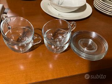 Set cappuccino tazze e piattini vetro 8 pz