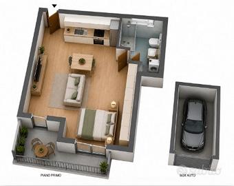 Monolocale arredato con box a busto arsizio
