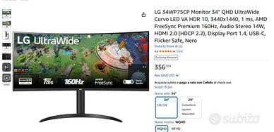 Monitor Gaming LG 34” QHD