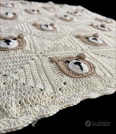 Coperta uncinetto hand made trama teddy 🧸