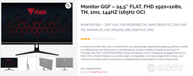 Monitor Itek 24,5" 1080p 165hz