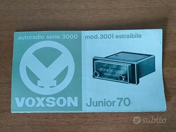 Libretto dell'autoradio Voxson Junior 70