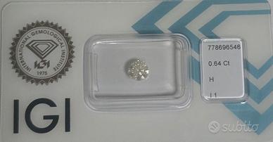 💎 Diamante Naturale Certificato IGI 0,64 Ct H/I1 