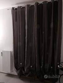 Tende doppie color grigio con anelli 