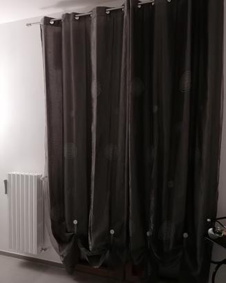 Tende doppie color grigio con anelli 