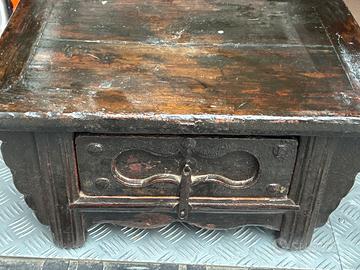 Comodino tavolo rustico arte povera legno massello