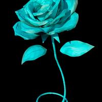 rosa gigante turchese sfumato con stelo removibile