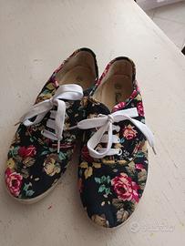 scarpe tela tipo vans 36 a fiori