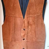 Gilet pelle scamosciata marrone chiaro