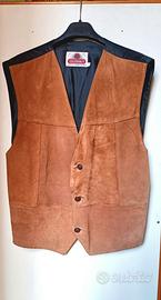 Gilet pelle scamosciata marrone chiaro