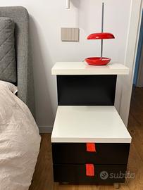 Comodino Ikea nero e bianco con ruote