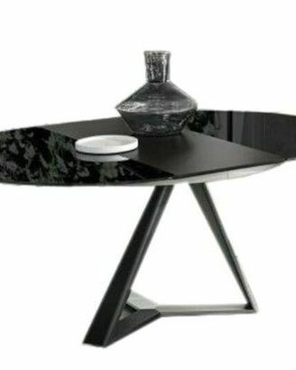 Tavolo rotondo allungabile in cristallo ed acciaio