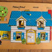 Set 3 giochi vintage legno Fisher Price House Anim