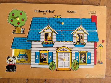 Set 3 giochi vintage legno Fisher Price House Anim