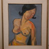 Dipinto Olio su Tela Nudo Femminile Anni '50