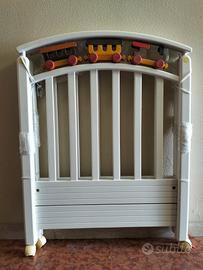 letto doghe bimbi sponde ruote bianco materasso