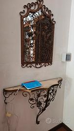 Mobile ingresso con specchio ferro battuto 