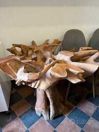 base tavolo in radice di teak 