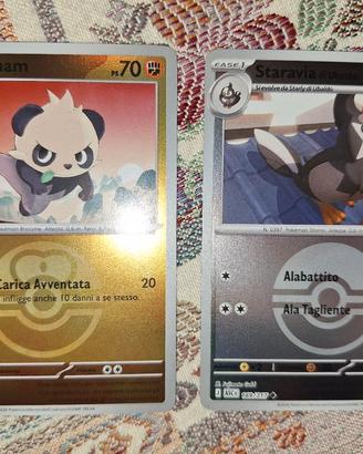 carte pokemon pancham love ball, staravia pokeball