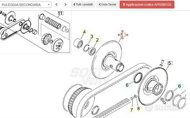 Puleggia secondario esterna Aprilia Leonardo 125 A
