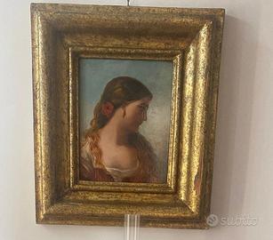 Quadro antico dama con orecchino