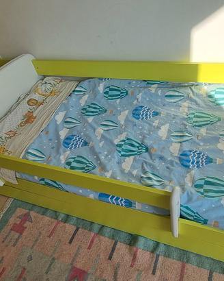 Letto verde per bambini  con materasso 80x180
